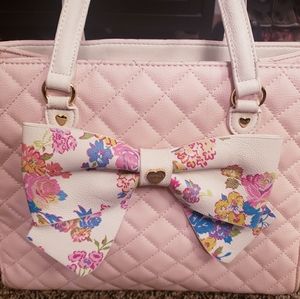 Betsey Johnson Light Pink w/ Floral Bow Purse